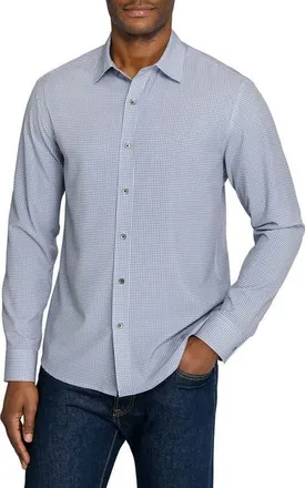 W.R.K Slim Fit Circle Geo Performance Button-Up Shirt in White/blue at Nordstrom, Size Xx-Large