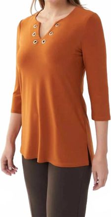 Joseph Ribkoff Amber V Neck Top In Rust