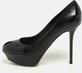 Sergio Rossi Black Patent Leather Platform Pumps