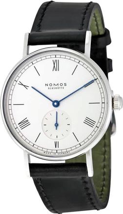 NOMOS Glash&uuml;tte Ludwig White Dial Black Leather Unisex Watch 201