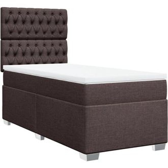 vidaXL Vidaxl - Cama Box Spring Con Colch&oacute;n Tela Marr&oacute;n Oscuro 90x200 Cm