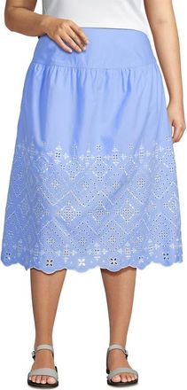 Lands End Plus Size Poplin Drop Waist Midi Skirt - Set Bottom in Light Sea Blue at Nordstrom, Size 22W