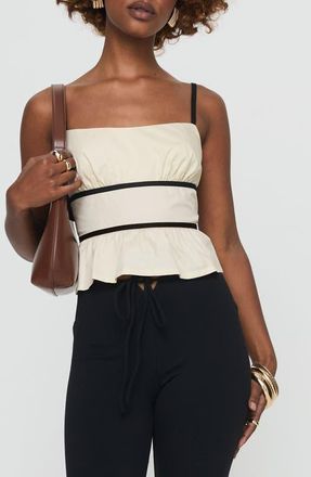 Princess Polly Daxon Organic Cotton Open Back Camisole in Light Beige at Nordstrom, Size 4