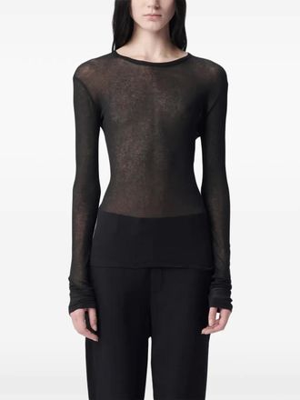 Ann Demeulemeester semi-sheer long-sleeve T-shirt - women - Modal/Silk - M - Black