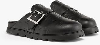 MCM Flat Mule In Monogram Leather