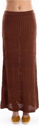 Akep Gonna lunga in maglia crochet - Dames - Maxi Rokken - Bruin - L - Polyester - Rokken
