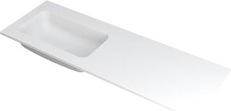 Bernacchini Faktor wastafel - 140x45x1.5cm - 1 wasbak links - 0 kraangaten - polystone wit mat