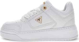 Guess Geperforeerde Basket Sneakers met Gewatteerde Kraag - Dames - Sneakers - Wit - 41 EU - Leer - Schoenen