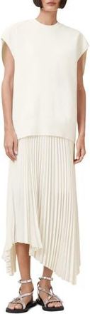 AllSaints Leia Harley 2-in-1 Longline Sweater Vest & Asymmetric Slipdress Set in Chalk White at Nordstrom Rack, Size Large