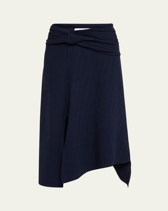Victoria Beckham Twisted Cotton Plisse Midi Handkerchief Skirt