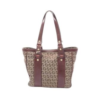 Fendi Pre-owned Tote Bags, female, Brown, Size: ONE SIZE Pre-owned Vintage Canvas Tote Bag