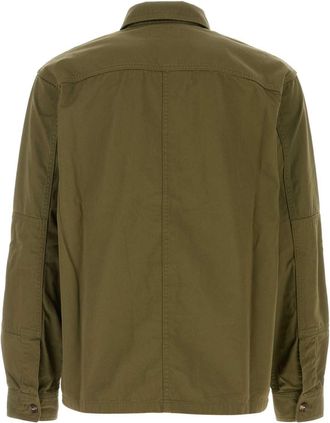 Saint Laurent Mens Overshirt Green Cotton Jacket