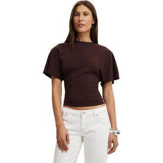 Cotton On Womens Blair Batwing Short Sleeve Tee in Dark Oak at Nordstrom, Size Xx-Small