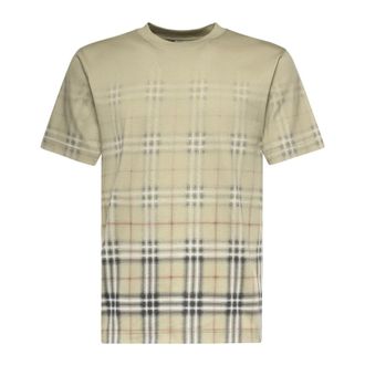 Burberry T-Shirts, male, Green, Size: XL Gradient Check Cotton T-shirt