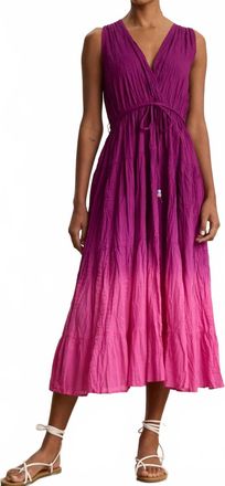 Velvet Marilyn V-Neck Dress In Fuschia Ombr&eacute;