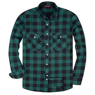 Generic White Suit Mens Checked Shirt Holiday 2025 Trendy Mens Long Sleeved Lapel Plaid Casual Shirt Flannel Loose and Comfortable Soft Shirt Mens Casual Shir