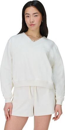 Sweaty Betty Revive Crop V-neck Womens Sweatshirt Lily White : SM-MD, Cotton/Polyester