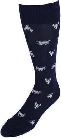 Trafalgar Store Day At The Beach Mid-Calf Crab & Lobster Dress Novelty Sock in Navy Blue at Nordstrom
