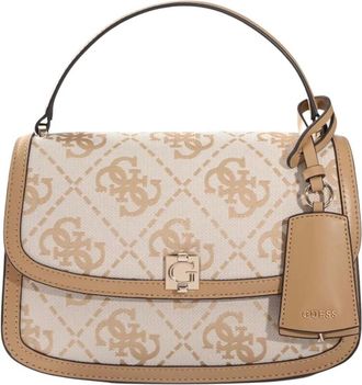 Guess Tassen, Dames, Beige, ONE Size, Polyester, Audrey Monogramme Flap Bag