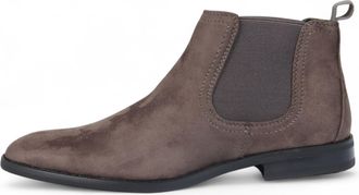 Infinity Leather Heren Chelsea-laarzen van grijs su&egrave;de met echt leren voering en instappers