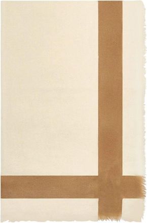 Kiton Kasjmier en zijde sjaal met print - Dames - Sjaals - Beige - ONE Size - Kasjmier - Accessoires