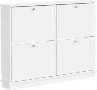 SoBuy Sobuy Armario Zapatero Blanco Con 4 Puertas Mueble Organizador De Entrada Con Dise&ntilde;o Compacto Estanter&iacute;a Plegable Para Zapatos En Mdf 105&times;18&times;78 Cm Cap