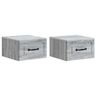 vidaXL Mesita De Noche De Pared 2 Pcs Gris Sonoma 34,5 X 33 X 20 Cm Vidaxl