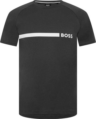 HUGO BOSS Slim-fit T-shirt voor heren met contrasterend logo (Houtskool)