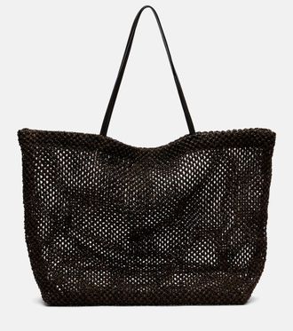 The Row Barn Medium leather-trimmed mesh tote bag