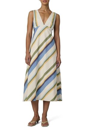 Joe's The Joni Stripe Cotton Blend Midi Dress in Azure Variegated Stripe at Nordstrom, Size X-Small