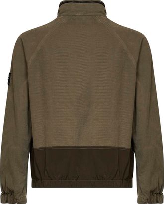 Stone Island Mens Overshirt Military Green Cotton-Nylon Polyamide Shirt