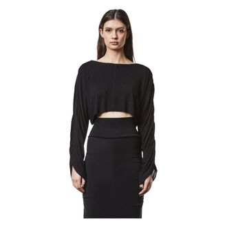 Thom Krom Long Sleeve Tops, female, Black, Size: M Cropped Shirt