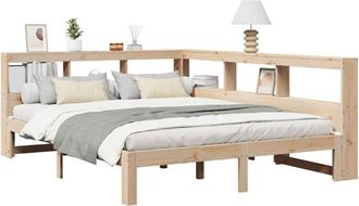 vidaXL Cama Con Estanter&iacute;a Sin Colch&oacute;n Madera Maciza De Pino 160x200cm Vidaxl