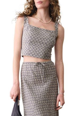 Marine Layer Zoe Seashell Print Hemp Blend Crop Tank in Navy Seashell at Nordstrom, Size X-Small