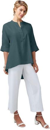 Jessica London Hi Low Linen Tunic in Mystic Pine at Nordstrom, Size 30