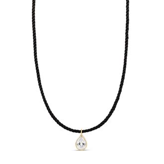 SHYMI Cord Necklace with Fancy Shape Pendant -.925 Sterling Silver, 14k Gold-Plated - Rhodium Plated, Cubic Zirconia, Adjustable Chain