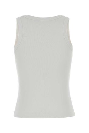 Kenzo Womens White Stretch Cotton Tank Top Exterior: Elastane Maglie
