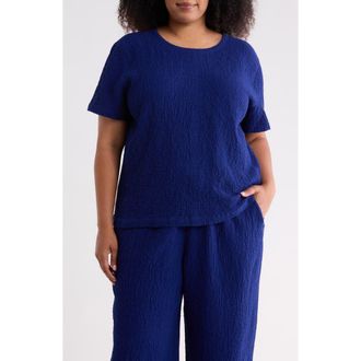 Eileen Fisher Texture Stretch Organic Cotton Top in Infinity at Nordstrom, Size 1X