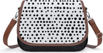 Generic Black And White Dalmatian Spot Dots Crossbody Bags for Women Shoulder Messenger Bag Purse Handbags