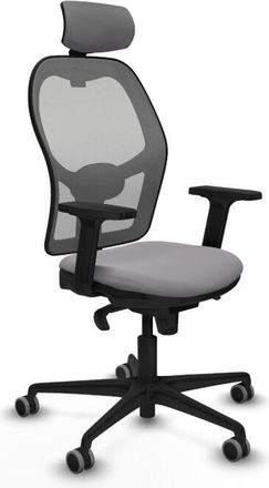 Piqueras y Crespo Piqueras Y Crespo - Jorquera Sincro Malla Gris Similpiel Gris Brazos 2d Base Nailon Cabecero 2d Ruedas 65mm Engomada