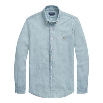 Ralph Lauren Denim Shirts, male, Blue, Size: 2XL Slim Fit Chambray Shirt