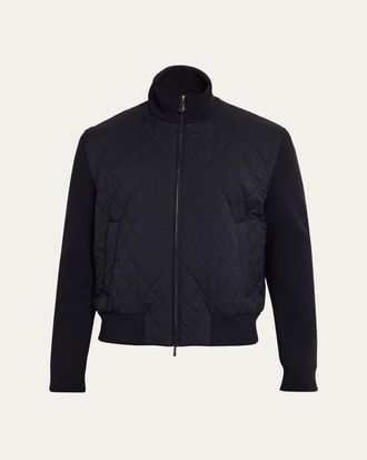 Loro Piana Mens Hopton Quilted Full-Zip Bomber Jacket