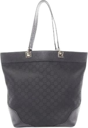 Gucci Pre-owned GG Nylon Leather Tote Bag - Dames - Vintage Shopper - Zwart - ONE Size - Nylon - Vintage