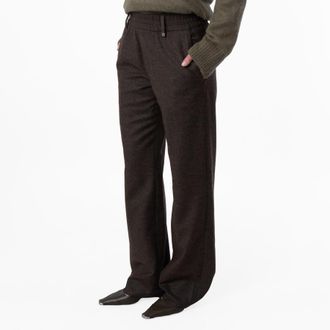 Burberry Elastic-Waist Wool Trousers, Brand Size 4 (US Size 2)