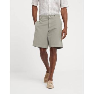 Brunello Cucinelli Mens Sage Cotton Tailored Shorts, Size 56
