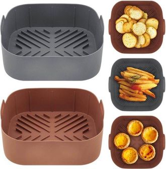 OEM L&aacute;minas Cuadradas De Silicona Para Freidora De Aire De 20,8 Cm (8,2 Pulgadas), Silicona, 20,8 Cm, 8,2 Pulgadas, Papel, Gris, Marr&oacute;n