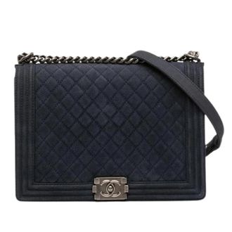 Chanel Pre-owned Large Boy Flap Bag - Dames - Vintage Schoudertas - Blauw - ONE Size - Leer - Vintage