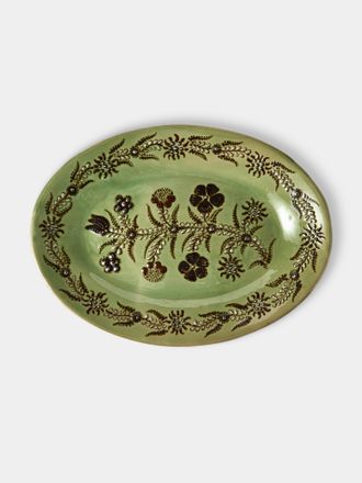 Poterie d'&Eacute;vires Flowers Hand-Painted Ceramic Oval Platter