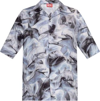 Diesel Short-Sleeved Shirt With Grey Dolphin Print
