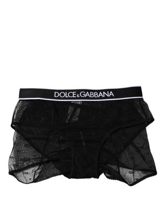Dolce & Gabbana Womens Black Tulle Nylon Mid Waist Panty Underwear Elastane Clothing